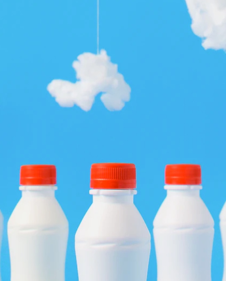 A row of Milk Bottles